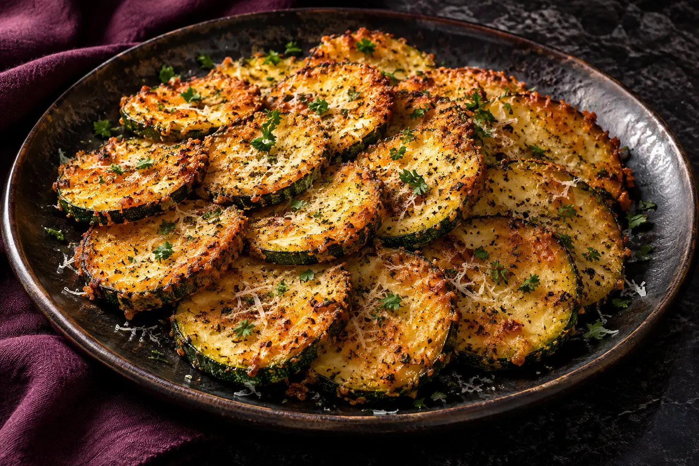 Crispy parmesan zucchini rounds